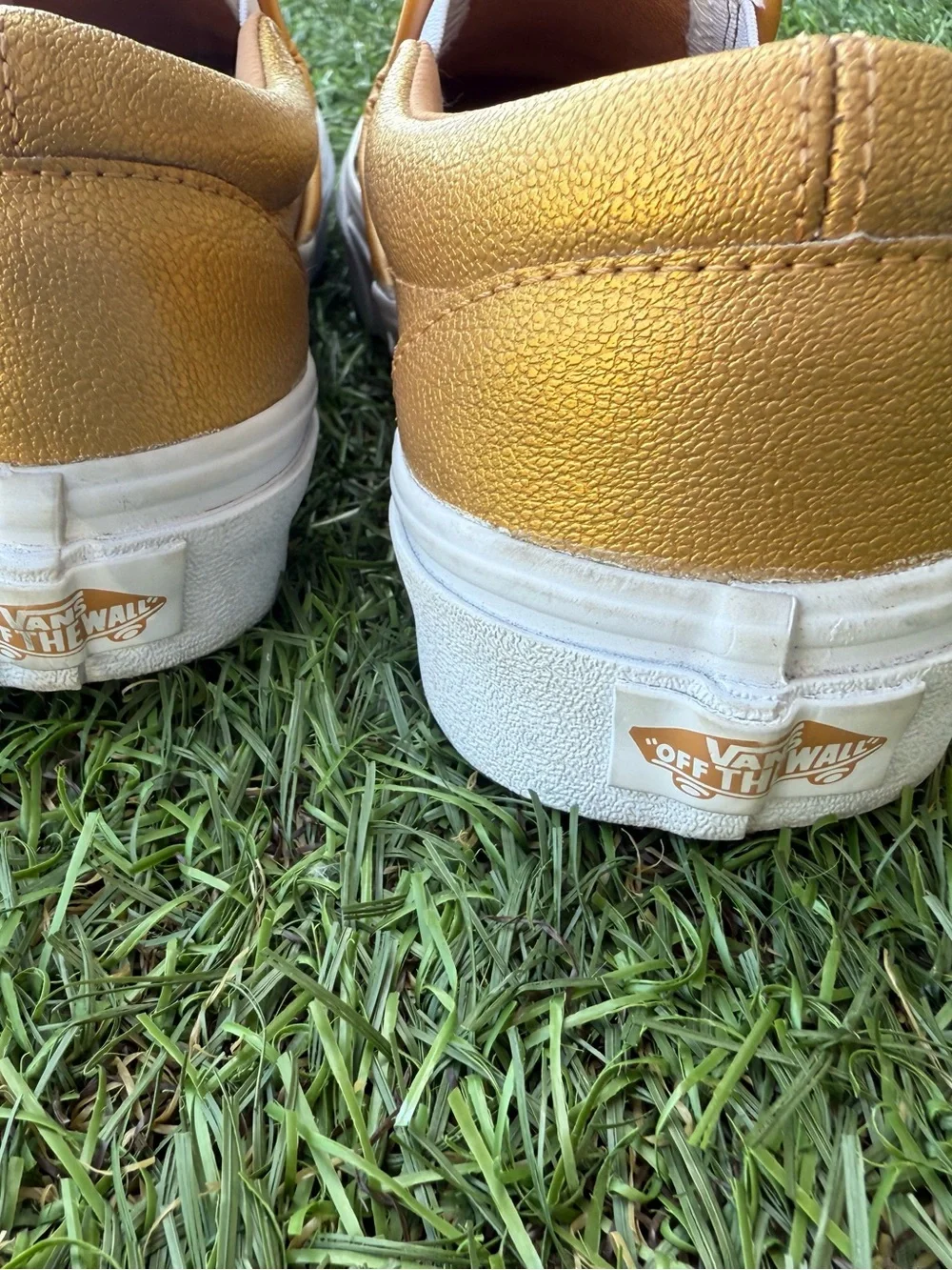 VANS Gold Leather Slip-on Leather Sneakers Sz (7 WM- 5.5 M)